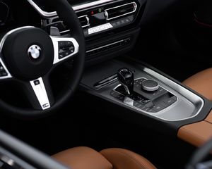 Preview wallpaper bmw, interior, car, steering wheel