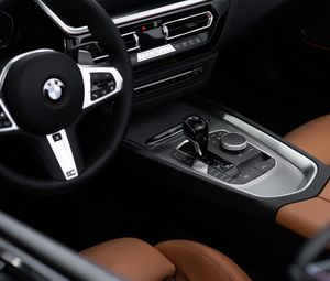 Preview wallpaper bmw, interior, car, steering wheel