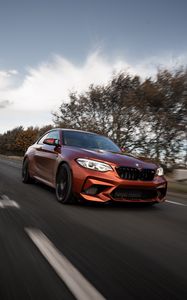 Preview wallpaper bmw m2, bmw, car, brown, road, speed