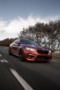 Preview wallpaper bmw m2, bmw, car, brown, road, speed