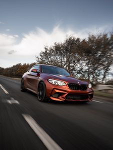 Preview wallpaper bmw m2, bmw, car, brown, road, speed