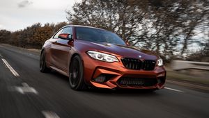 Preview wallpaper bmw m2, bmw, car, brown, road, speed