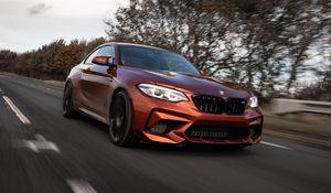 Preview wallpaper bmw m2, bmw, car, brown, road, speed