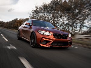 Preview wallpaper bmw m2, bmw, car, brown, road, speed