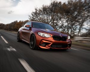 Preview wallpaper bmw m2, bmw, car, brown, road, speed