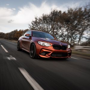 Preview wallpaper bmw m2, bmw, car, brown, road, speed