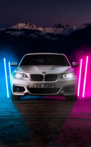 Preview wallpaper bmw m2, bmw, car, white, neon