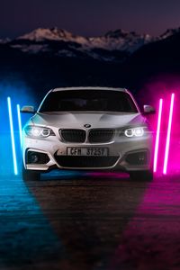 Preview wallpaper bmw m2, bmw, car, white, neon