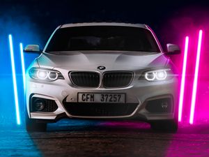 Preview wallpaper bmw m2, bmw, car, white, neon