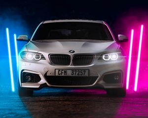 Preview wallpaper bmw m2, bmw, car, white, neon