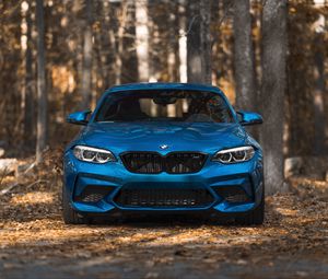 Preview wallpaper bmw m2, bmw, car, blue, front view