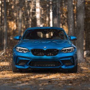 Preview wallpaper bmw m2, bmw, car, blue, front view