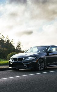 Preview wallpaper bmw m2, bmw, car, black, asphalt