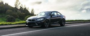 Preview wallpaper bmw m2, bmw, car, black, asphalt