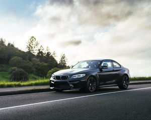 Preview wallpaper bmw m2, bmw, car, black, asphalt