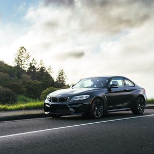 Preview wallpaper bmw m2, bmw, car, black, asphalt