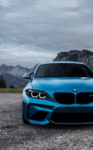 Preview wallpaper bmw m2, bmw, front view, blue, headlights