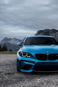 Preview wallpaper bmw m2, bmw, front view, blue, headlights