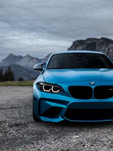 Preview wallpaper bmw m2, bmw, front view, blue, headlights