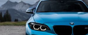 Preview wallpaper bmw m2, bmw, front view, blue, headlights