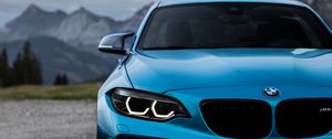 Preview wallpaper bmw m2, bmw, front view, blue, headlights