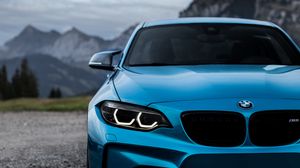 Preview wallpaper bmw m2, bmw, front view, blue, headlights