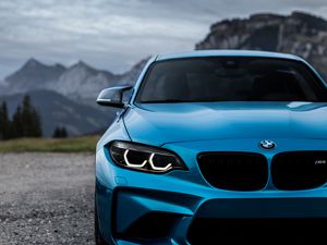 Preview wallpaper bmw m2, bmw, front view, blue, headlights