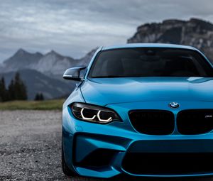 Preview wallpaper bmw m2, bmw, front view, blue, headlights