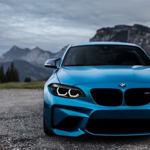 Preview wallpaper bmw m2, bmw, front view, blue, headlights