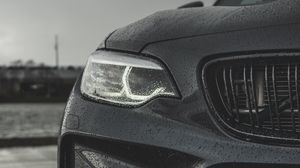 Preview wallpaper bmw m2, bmw, rain, drops, headlight