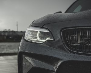 Preview wallpaper bmw m2, bmw, rain, drops, headlight