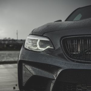 Preview wallpaper bmw m2, bmw, rain, drops, headlight