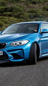 Preview wallpaper bmw, m2, f87, blue, side view