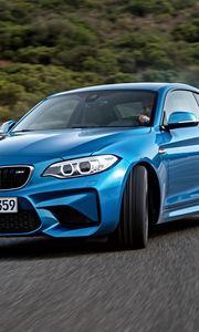 Preview wallpaper bmw, m2, f87, blue, side view