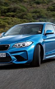 Preview wallpaper bmw, m2, f87, blue, side view