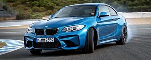 Preview wallpaper bmw, m2, f87, blue, side view