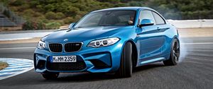 Preview wallpaper bmw, m2, f87, blue, side view