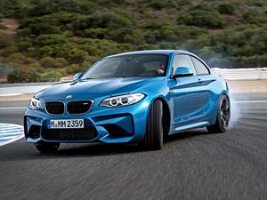 Preview wallpaper bmw, m2, f87, blue, side view