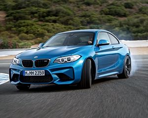 Preview wallpaper bmw, m2, f87, blue, side view