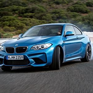 Preview wallpaper bmw, m2, f87, blue, side view