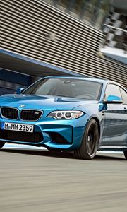 Preview wallpaper bmw, m2, f87, front view, blue