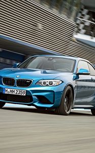 Preview wallpaper bmw, m2, f87, front view, blue