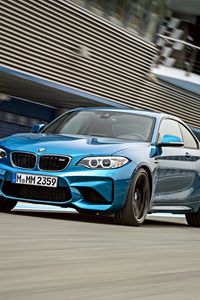 Preview wallpaper bmw, m2, f87, front view, blue