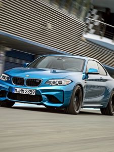 Preview wallpaper bmw, m2, f87, front view, blue