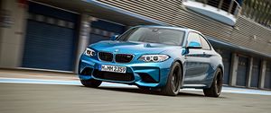 Preview wallpaper bmw, m2, f87, front view, blue