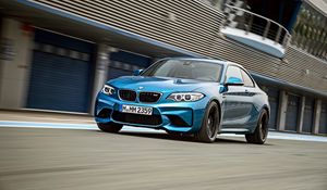 Preview wallpaper bmw, m2, f87, front view, blue