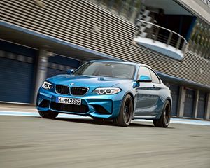 Preview wallpaper bmw, m2, f87, front view, blue