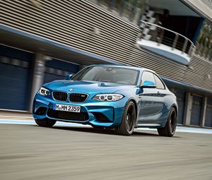 Preview wallpaper bmw, m2, f87, front view, blue