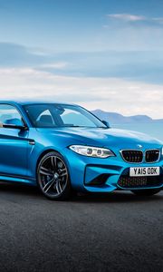 Preview wallpaper bmw, m2, f87, blue, side view