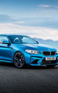 Preview wallpaper bmw, m2, f87, blue, side view